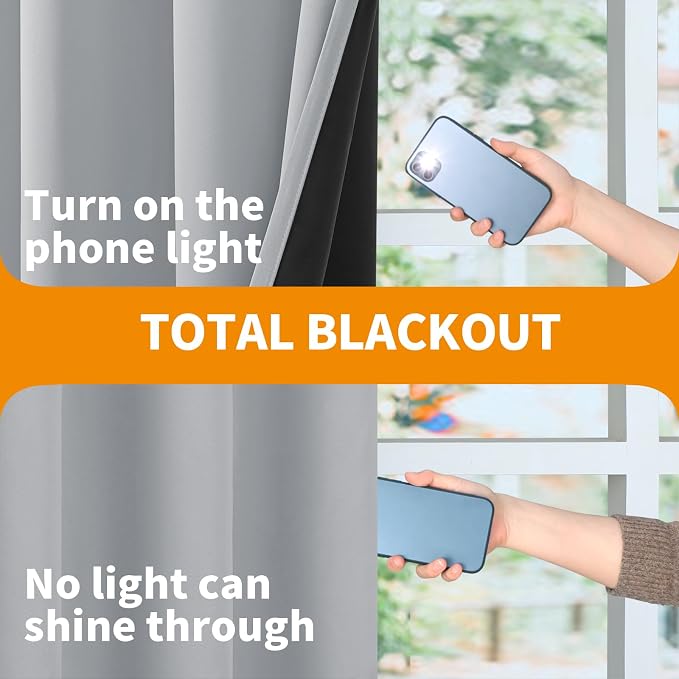 YoungsTex 100% Blackout Curtains 40 Inch Length, Thermal Insulated Drapes - Image 7