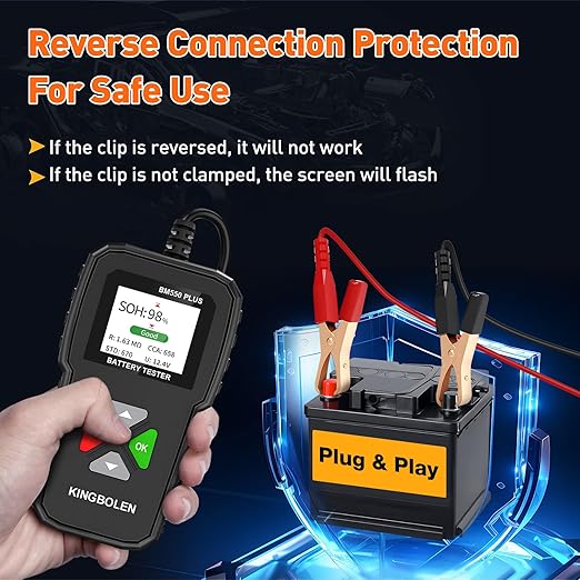 KINGBOLEN BM550 Plus 6V-24V 100-2000 CCA Car Battery Tester, Voltage Waveform Analyzer for Cars Trucks SUV Motorcycle
