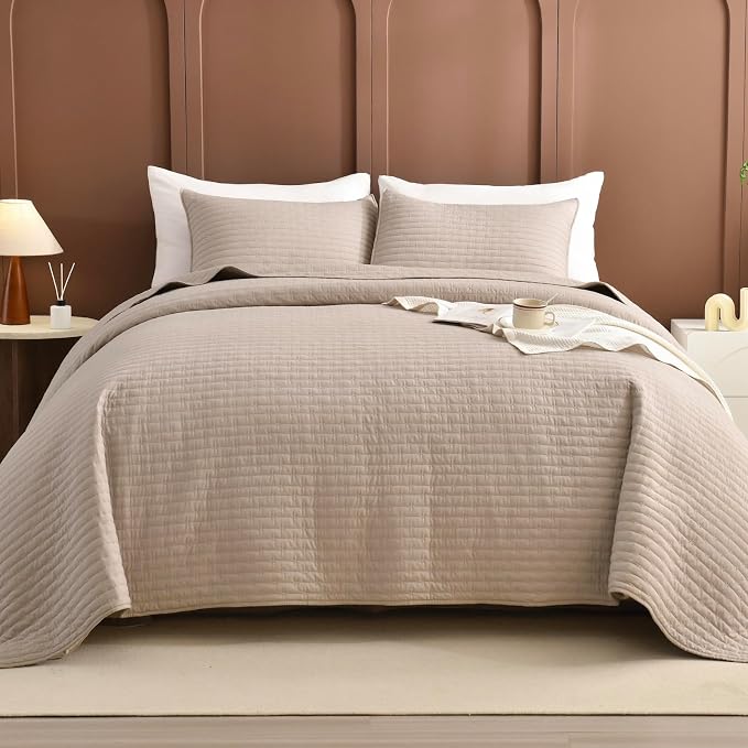 Lady Ann Cal King Bedspreads Set 118“x106”, Linen Feel King Size Quilt Set - Image 2