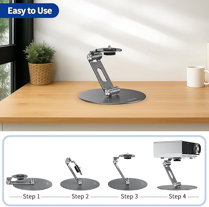 BESIGN PS01 Projector Foldable Mount Stand, Angle Adjustable Projector Stand with 1/4 inch Mounting Screw