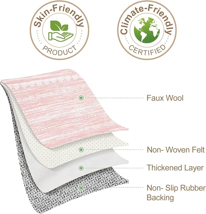 Nakagishi Boho 6x9 Area Rug Living Room Rugs Machine Washable Pink | Soft - Image 8