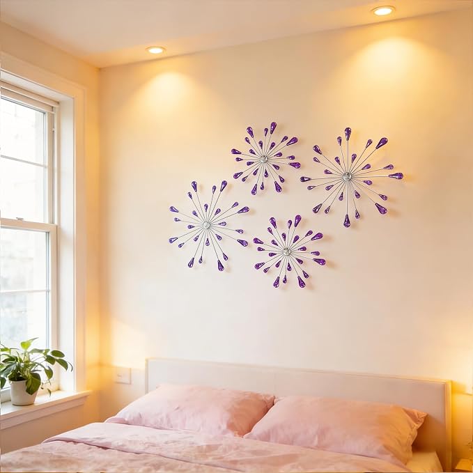 ZEXUIRU 4 Set Silver Starburst Wall Art - Image 5