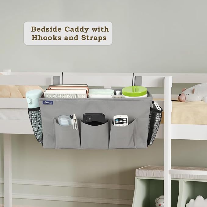 Surblue Bedside Organizer with Hook Caddy Hanging Storage Bag with Adjustable - Image 2