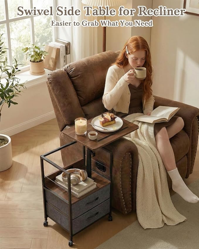 Faesun Swivel Lift Top Nightstand - Image 5