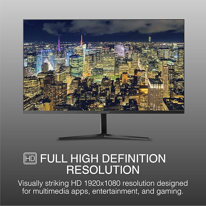 Packard Bell airFrame 27" FHD Monitor, 1920x1080, Ultrawide, VESA Mount, Tilt Adjust, HDMI/VGA, Slim Bezel, for Home, Office, and Light Gaming - 2 Pack