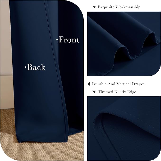 PONY DANCE Blue Blackout Curtains 96 inch Long, Room Darkening Curtains - Image 6