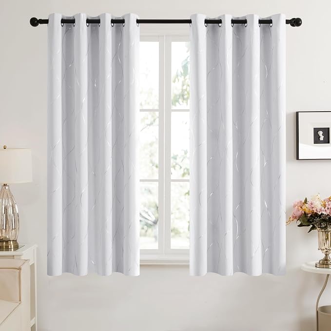 Deconovo Curtains for Living Room, Pattern Blackout Curtains 63 Inches Long | - Image 2