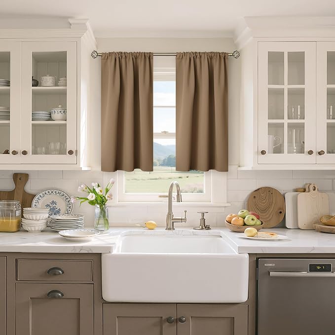 BGment Taupe Blackout Curtains 40 Inches Length - Image 2