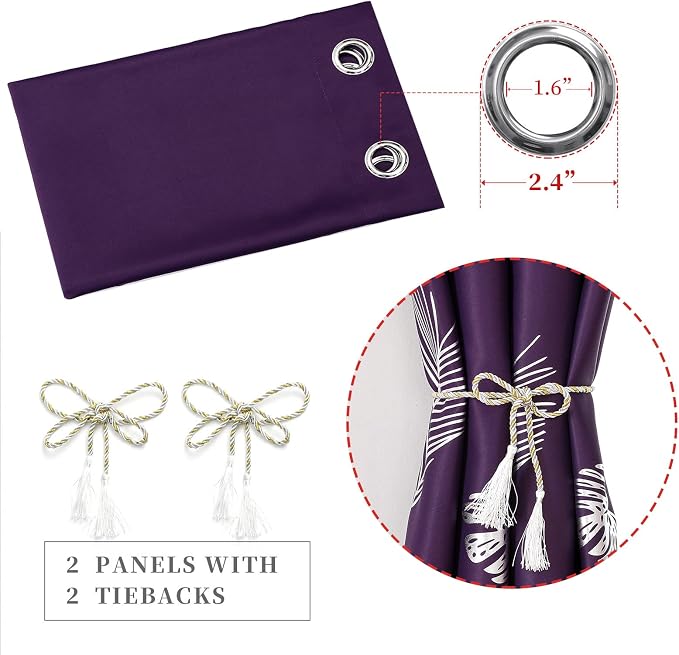 Purple Blackout Curtains for Living Room 102 Inch Length 2 Panels Set, Energy - Image 4