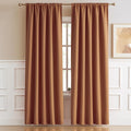 Retro Brown Orange Curtains 90 Inches Long, Vintage Brown Curtain Drapes Back by DUALIFE