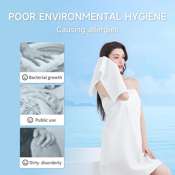 10 PCS Disposable Bath Towels, Large Disposable Towel Tablets Disposable Towels Portable Thick Paper Towel Reusable Suitable for Hiking Camping Sports Swimming and Traveling, 55.1 x 27.5 Inches