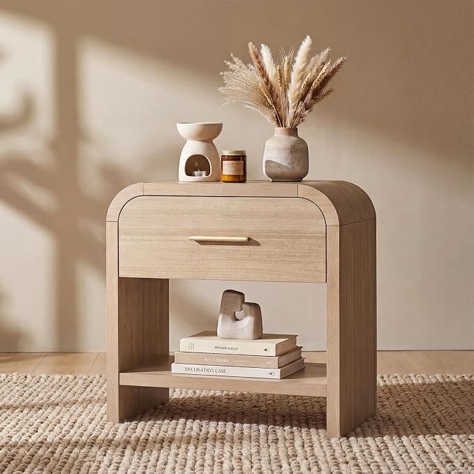 Night Stand, 1-Drawer and 1 Storage Shelf | Nightstand 24" H Metal Handle by TheBeautyofRusticRefined