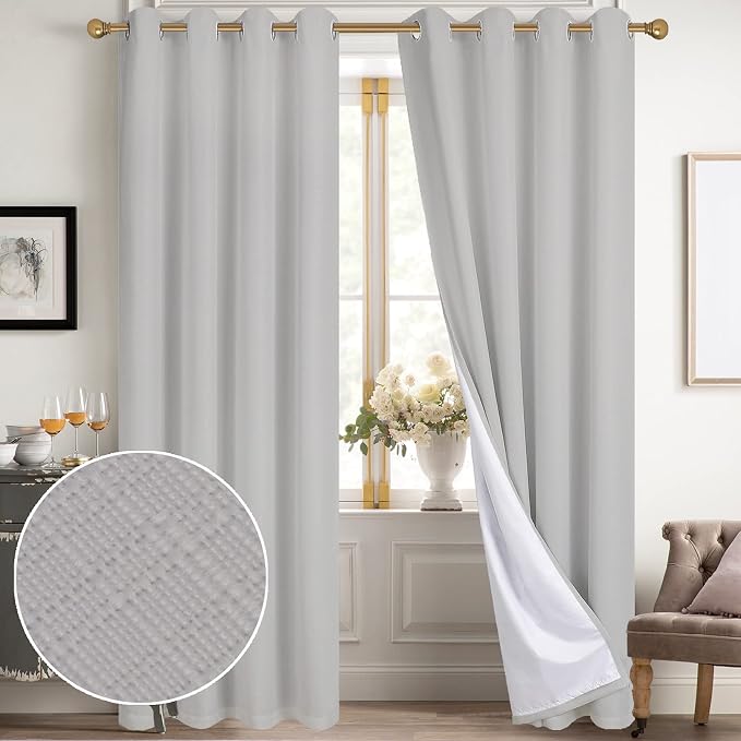 Diraysid 100% Blackout Curtains Light Grey Linen Curtains by Diraysid%2C+refresh+your+life