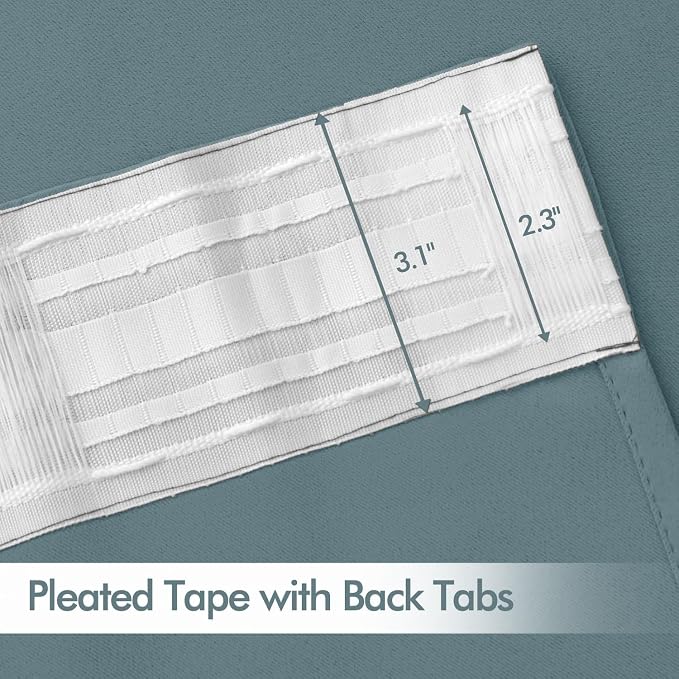 MIULEE Greyish Blue Back Tab Blackout Curtains 52x72 Inches Long 2 Panels | Rod - Image 4