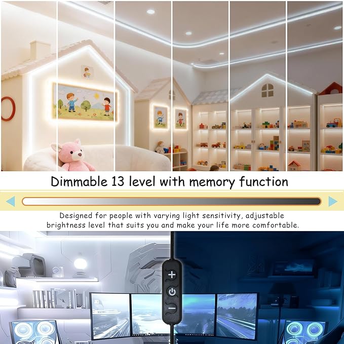 Led Strip Lights for Bedroom Dimmable 30 FT 540 Leds Rope Light Flexible Super Bright White Tape Lights for Ceiling Room Home Decor Luces Leds for DIY Living Room Kitchen Vanity Mirror Study Room