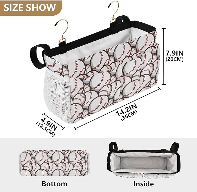 Baseball tag8 Bedside Caddy Storage Bag Bedside Organizer - Image 4