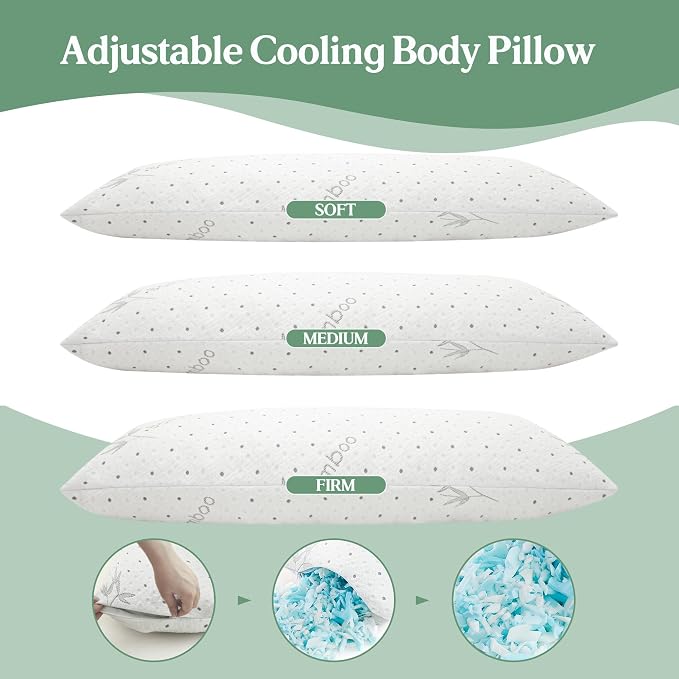 Dreamood Body Pillow with Soft Pillowcover Shredded Memory Foam - Image 6