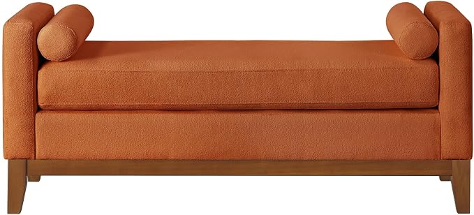 51" End of Bed Bench for Bedroom Living Room, Dark Orange. - Image 8
