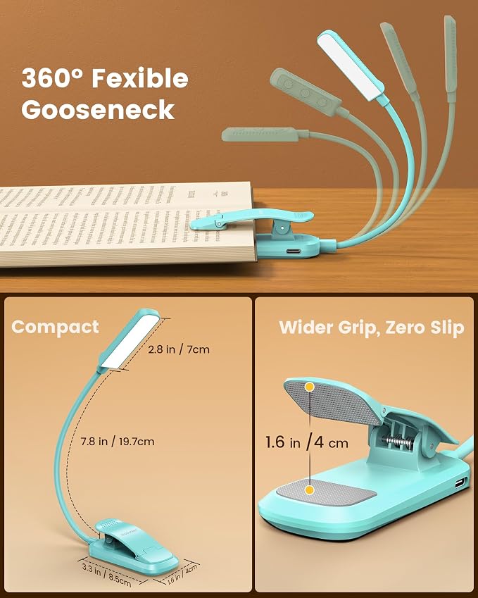 Glocusent 13 LED Book Lights for Reading at Night, Gifts for Book Lovers | - Image 6