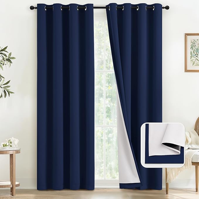 COSVIYA Navy Blue 100% Blackout Curtains by COSVIYA