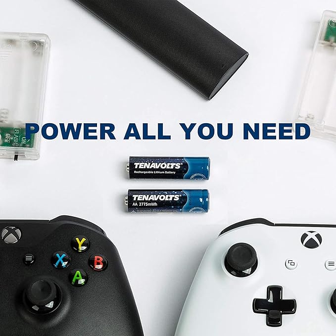 TENAVOLTS 1.5V Lithium Rechargeable AA Batteries, AA Battery for Xbox Controller, AA Rechargeable Batteries for Blink Camera with USB Cable Type C Port, 1.8 Hour Fast Charging, 2 Count with Charger