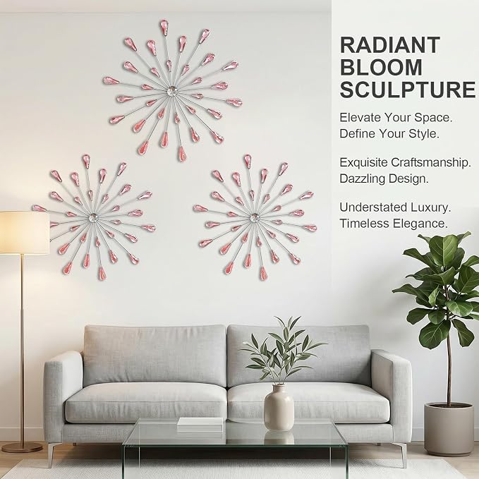 ZEXUIRU 3 Set Silver Starburst Wall Art - Image 5