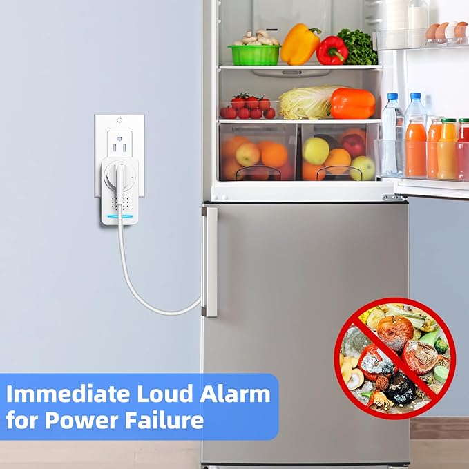 Power Failure Alarm, Upgrade Loud 120dB Adjustable 6 Siren Power Outage Alarm for Freezer 12H Alert & HV/LV Alert for Freezer,Fridge, Basement,Garage