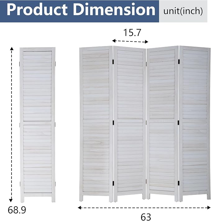 Room Divider Partition 4 Panel Privacy Screen Folding Screen Wood Frame Screen - Image 2