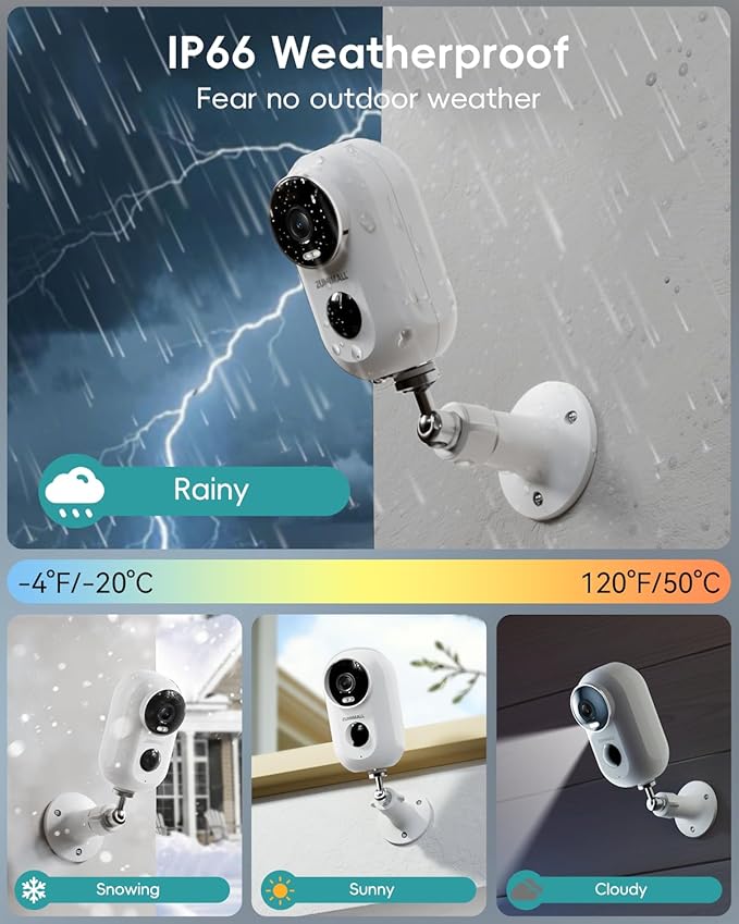ZUMIMALL Security Cameras Wireless Outdoor with Magnetic Mount, 2K Outdoor Camera Wireless, 2.4G WiFi Battery Cameras for Home Security Indoor,3MP Color Night Vision/130° View/2-Way Talk/SD/Alexa
