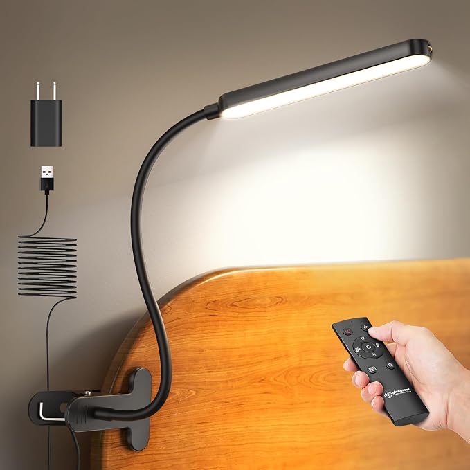 Glocusent Clip On Lamp, 5 Color & 5 Brightness | 30-Min Auto Off Timer by GLOCUSENT