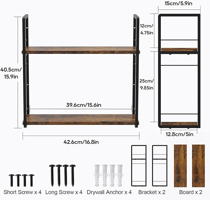 2-Layer Wall Bookshelf for Book Storage, Floating Book Shelves for Wall - Image 3