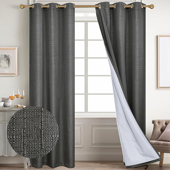 Diraysid 100% Blackout Curtains Dark Gray Linen Curtains by Diraysid%2C+refresh+your+life