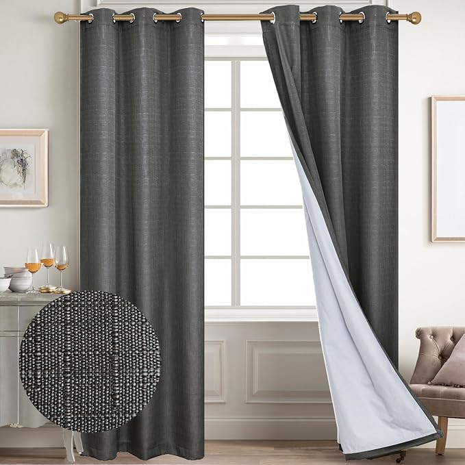 Diraysid 100% Blackout Curtains Dark Gray Linen Curtains by Diraysid%2C+refresh+your+life