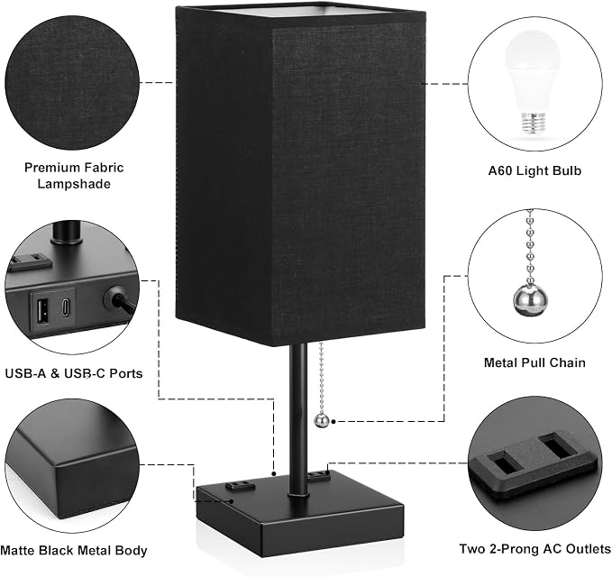 Black Lamp for Bedroom - Image 6