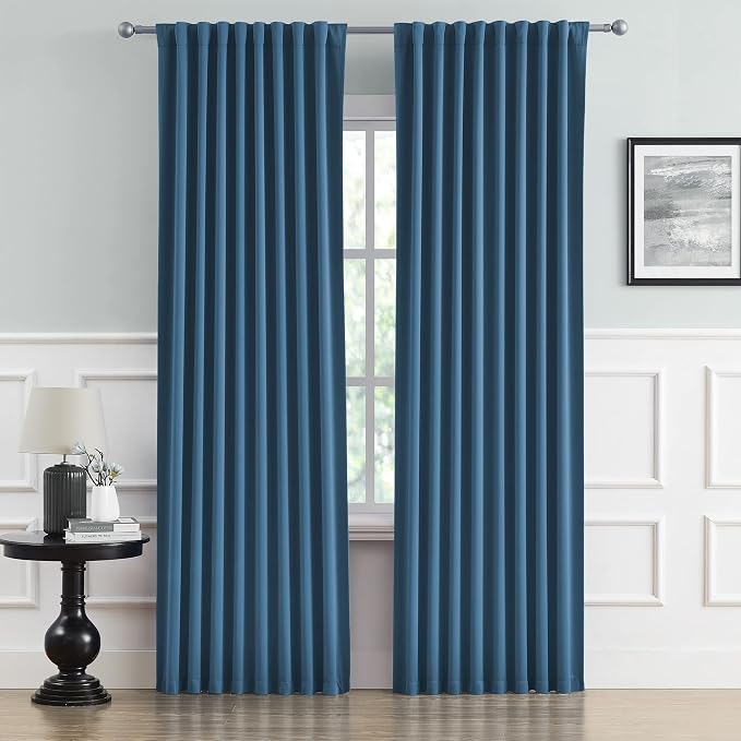 Thermal Insulated Blackout Curtains Blue - Image 2