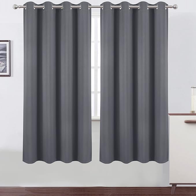 100% Blackout Curtains 52 x 72 Inch/Grey Curtains 2 Panels - Image 2