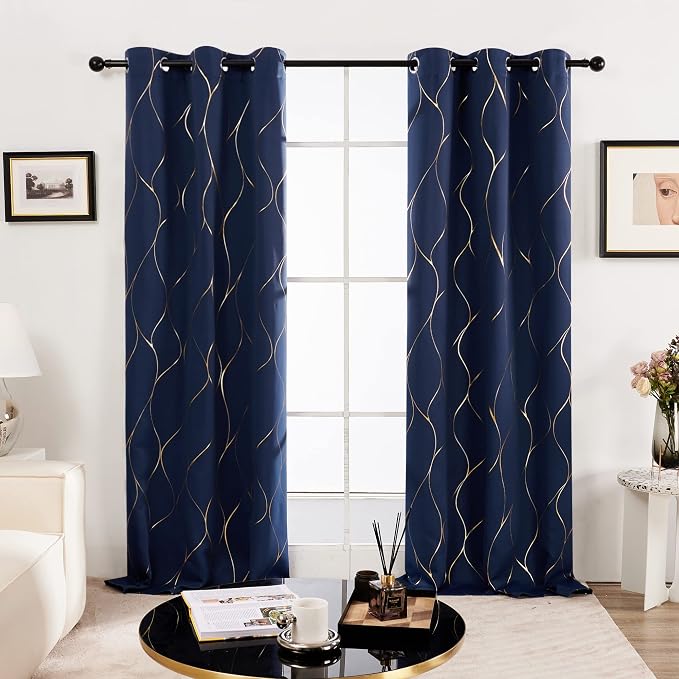 Deconovo Curtains for Living Room, Pattern Blackout Curtains 45 Inches Long | - Image 2