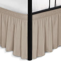 Biscaynebay Wrap Around Bed Skirts with Split Corners for Queen Beds 18" Drop, Light Camel Adjustable Elastic Dust Ruffles Easy Fit Wrinkle Resistant Silky Luxurious Fabric Machine Washable