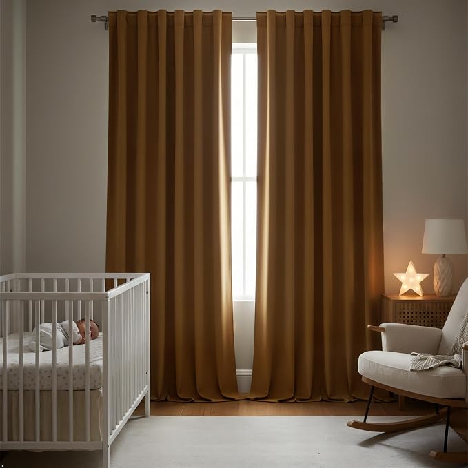 Timeper Gold Brown Velvet Curtain W104 x L84 inches 1 Panel, Thermal Insulated - Image 5