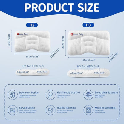 Toddler Pillow with Pillowcase, Breathable & Cozy Machine Washable Kids Pillow with Pillowcase, 21.6x13.8 Ergonomic Children Pillow for Boys and Girls Aged 3-8 (Rabbit, Height 2)