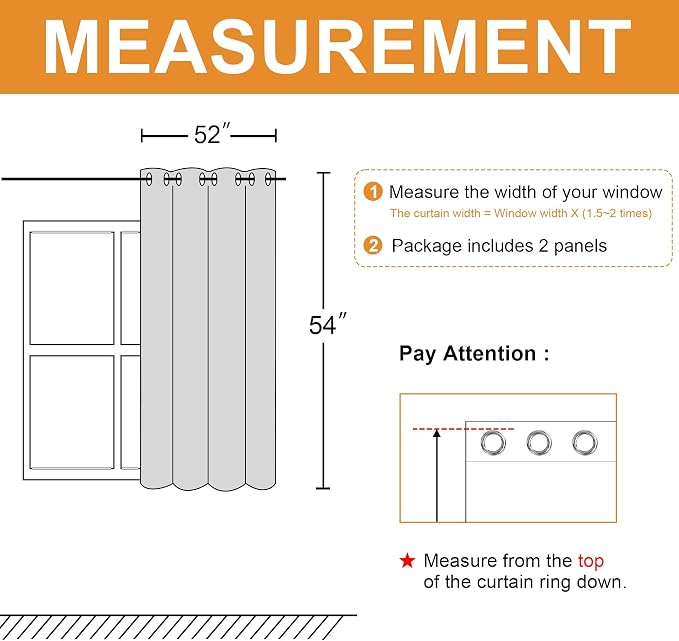 Blackout Curtains for Bedroom, 52 x 54 Inch, 2 Panels | Thermal Insulated & - Image 7