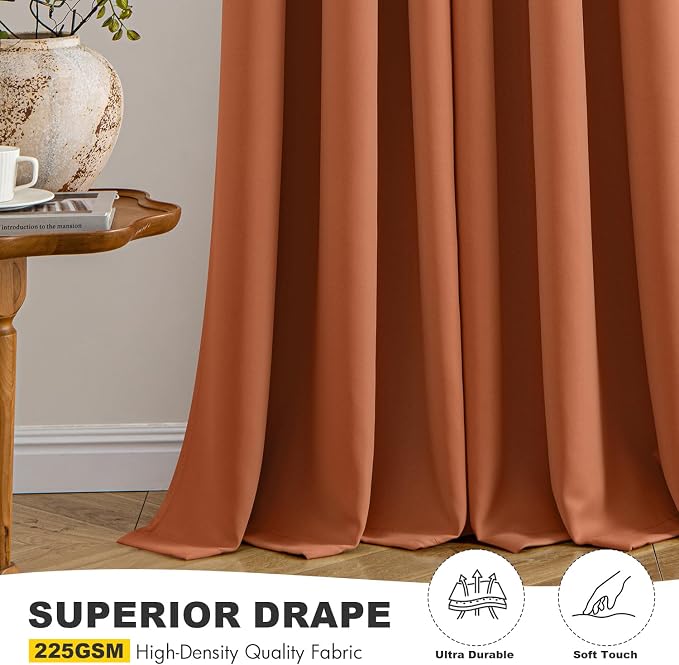MIULEE Fall Blackout Curtains for Bedroom 2 Panels 40 x 72 Inch Long Rust | - Image 5