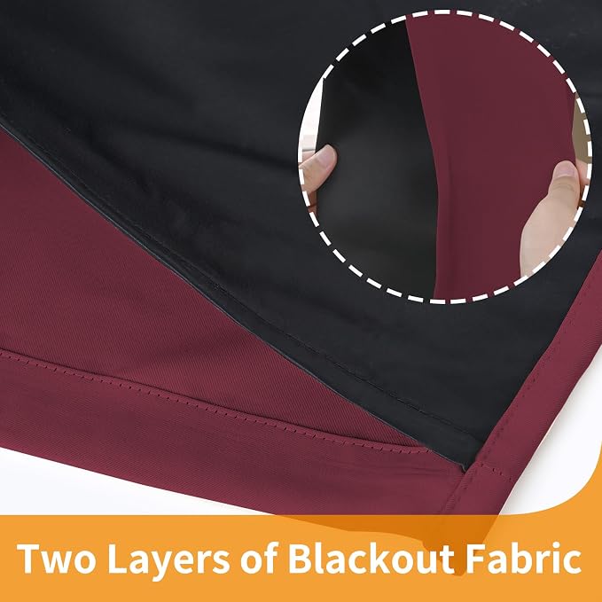 YoungsTex Burgundy 100% Blackout Curtains - Image 9