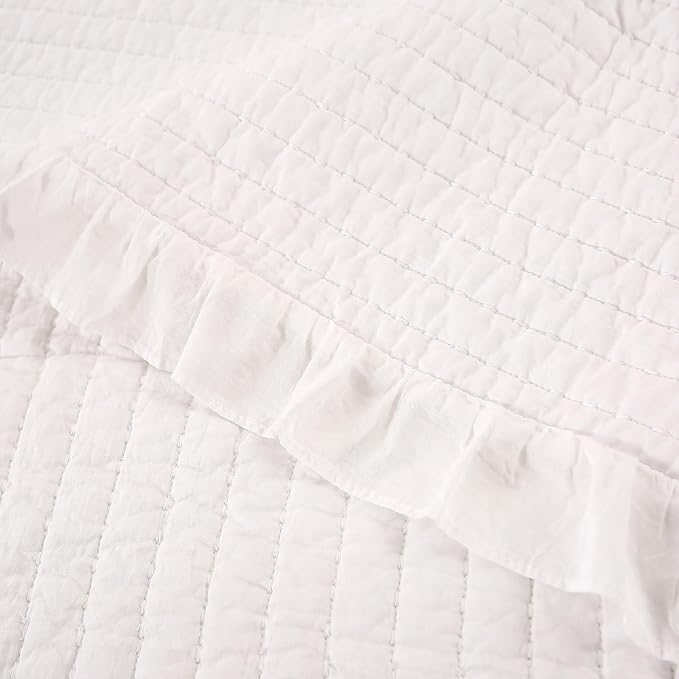 ROOMLIFE Quilt Set Full Size 3D Floral Embroidery Pattern 3-Piece Cotton - Image 8