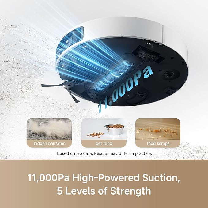 DREAME L40 Ultra Robot Vacuum Self Emptying, 11,000Pa Suction Robot Vacuum and Mop Combo with Auto Cleaning Dock, 149℉ Mop Washing, SideBrush Extendable, Solution Auto Refill, Voice Control