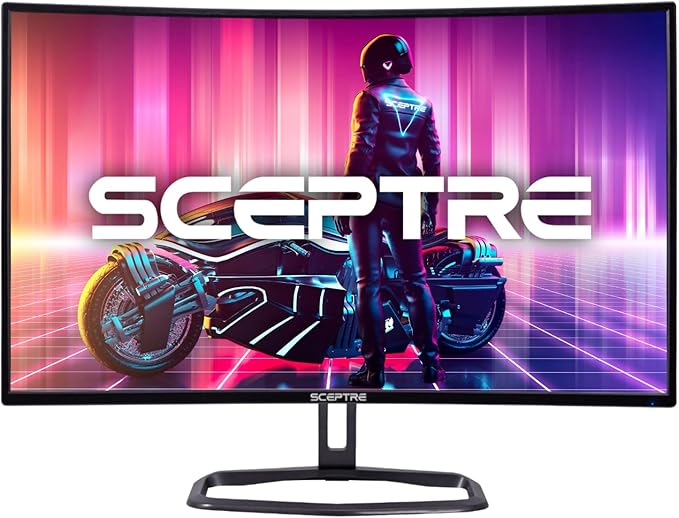 Sceptre Curved 32-Inch Gaming Monitor, 1920 × 1080, Up to 240+Hz, 1ms, 99% sRGB, AMD FreeSync Premium, Built-in Speakers, HDMI DisplayPort, Machine Black (C325B-FWD240 Series)