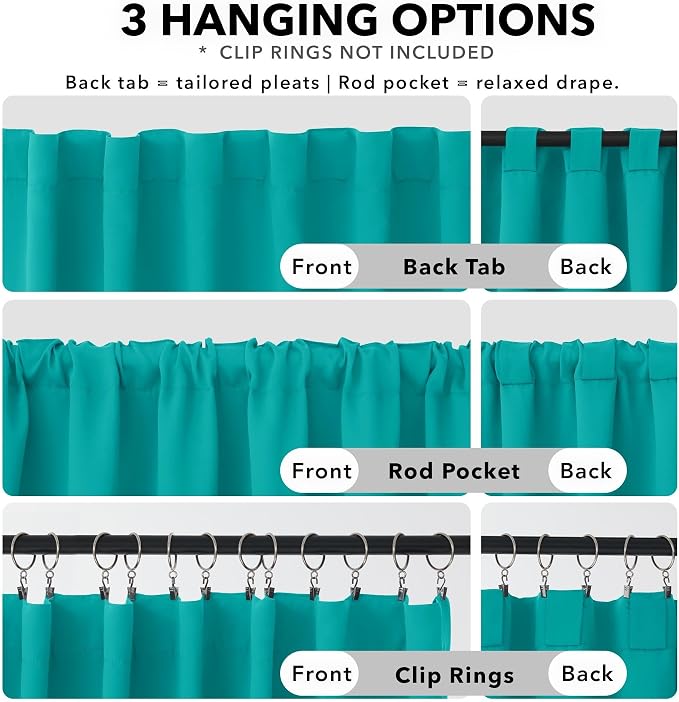 Deconovo Blackout Curtains for Bedroom, Living Room Curtains 63 Inches Long | - Image 2