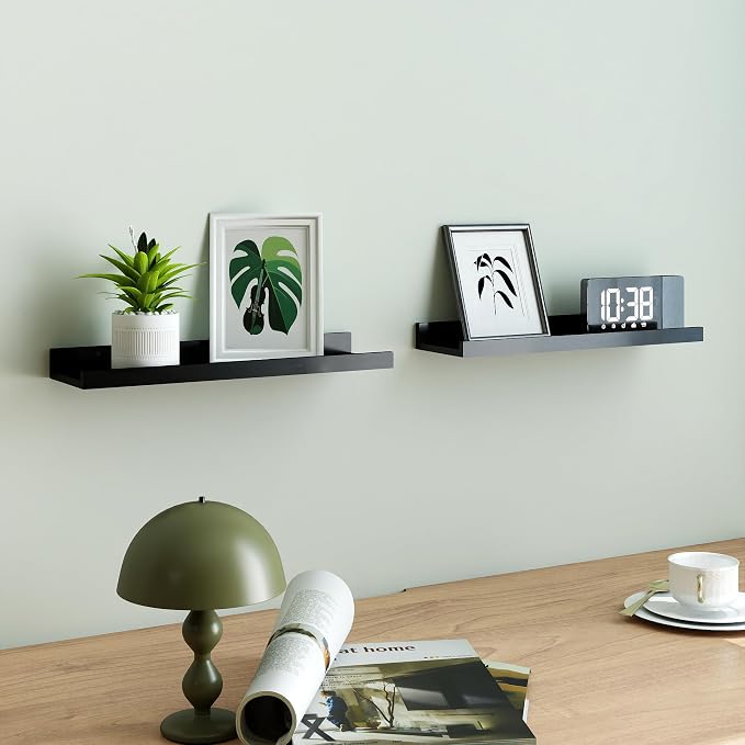 Black Floating Shelves for Wall Decor, 16 in Shelf - Image 2