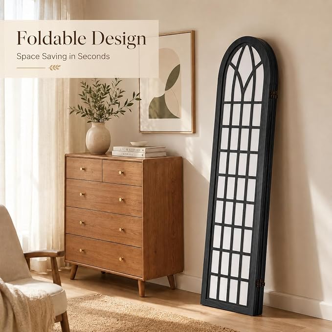 4 Panel Shoji Room Divider Folding Privacy Screen Black | Freestanding - Image 5