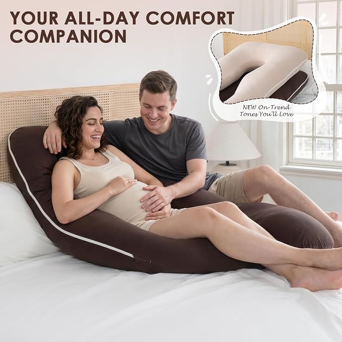 QUEEN ROSE U Shaped Pregnancy Pillow, Breathable Cotton Full Body Support - Image 4